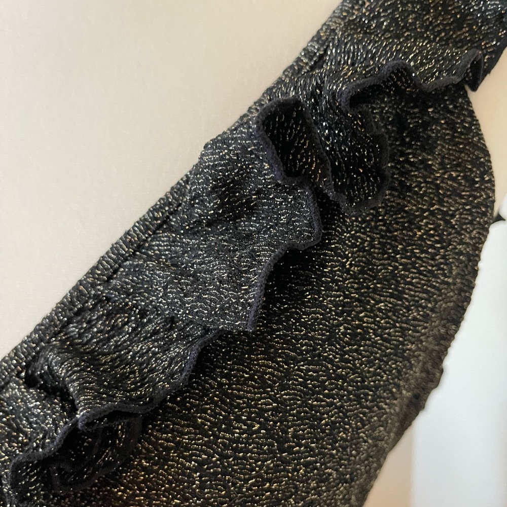 Sezane Shimmering Black Ruffle One Piece - Picture 4 of 9